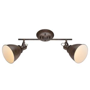Globo Rusty brown Giorgio ceiling spotlight, two-bulb