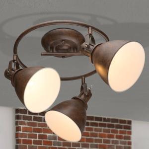 Globo Three-bulb Giorgio ceiling spotlight, rusty brown