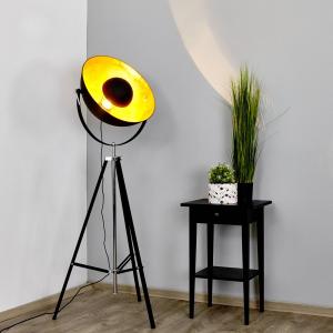 Lindby Mineva floor lamp in black and gold