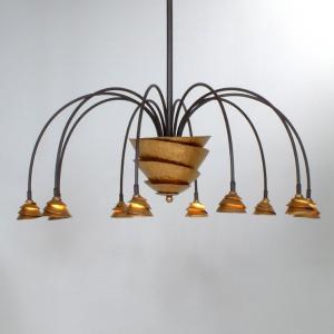 Holländer Exclusive hanging lamp FONTAINE iron, brown-gold