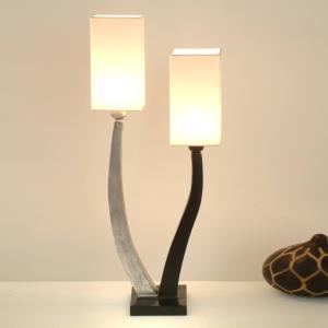 Holländer Elegant table lamp QUADRANGOLARE - silver 2-bulb