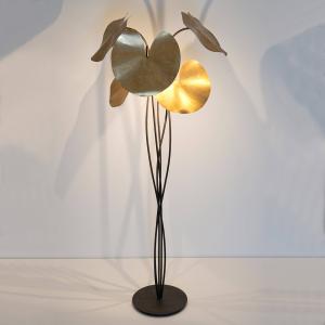 Holländer Controversia LED floor lamp, gold lampshade