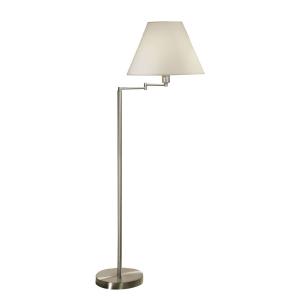 austrolux Hilton floor lamp, white fabric lampshade, nickel