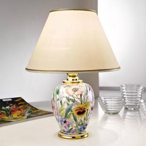 austrolux Giardino Panse table lamp, floral print, Ø 25 cm