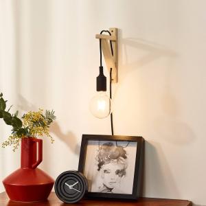 Lucide Fix wooden wall light, black socket