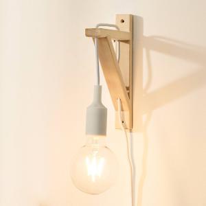 Lucide Fix wooden wall light, white socket