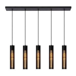 Lucide Lionel linear pendant light with five lampshades