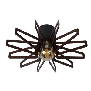 Lucide Zidane ceiling lamp 45 cm black with wooden elements