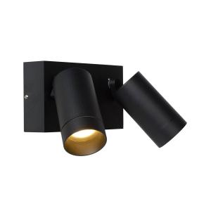 Lucide Outdoor wall spotlight Taylor Sensor, 2-bulb black