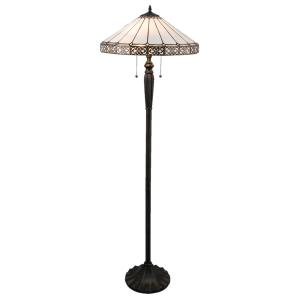 Clayre&Eef 5210 floor lamp, black and white glass lampshade