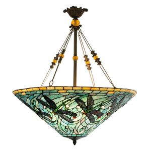 Clayre&Eef 5975 hanging light with a colourful Tiffany desi…