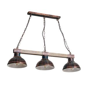 Luminex Hakon hanging light 3-bulb rust brown/natural wood