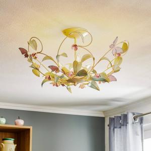 Luminex Butterfly ceiling light, white/green/pink, 3-bulb