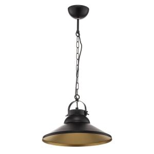 Luminex Taft pendant light with lampshade in black and gold