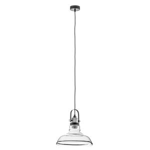 Lamkur Teo pendant lamp with a glass lampshade, chrome
