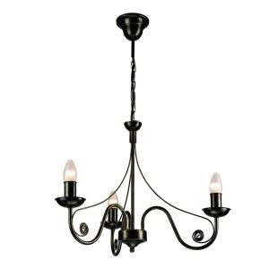 Lamkur Ayleen chandelier made of steel, three-bulb, black