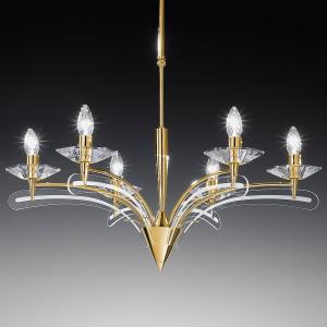 Metallux Chandelier ICARO with crystal glass 6-bulb, gold