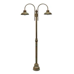 Moretti Luce Luca lamp post, brass, antique copper, 2-bulb