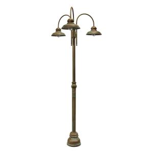 Moretti Luce Lamp post Luca brass antique copper, 3-bulb.