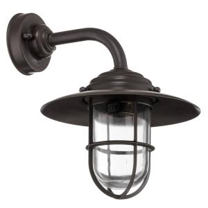 Moretti Luce Chalet outdoor wall lamp, burnished brass/clear