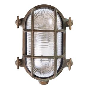 Moretti Luce Tortuga wall lamp oval 17cm antique brass/clear