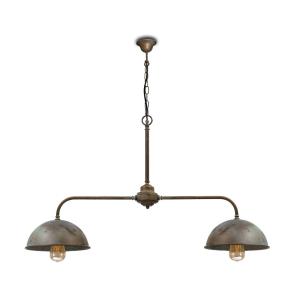 Moretti Luce Circle hanging light in antique brass, two-bulb
