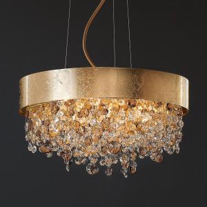 Masiero Pendant light Ola with glass hanging and gold leaf