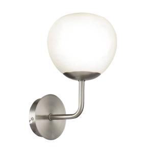 Maytoni Erich wall light in nickel, glass lampshade