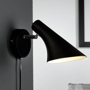 Nordlux Vanilla wall lamp, switch, plug-in cable, black