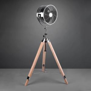 Reality Leuchten Tromsö pedestal fan, wooden tripod