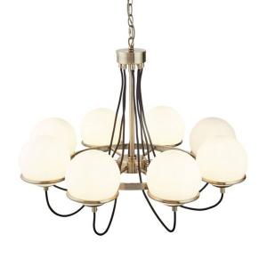 Searchlight Sphere chandelier antique brass with 8 balls