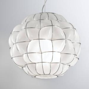 Siru Pouff hanging light in white and stainless steel