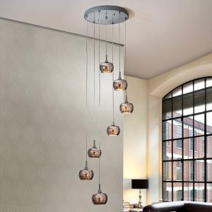 Schuller Valencia LED hanging light Arian with crystals, 7-…
