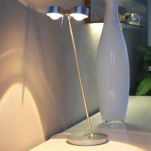 Top Light 2-bulb table lamp PUK TABLE, matt chrome