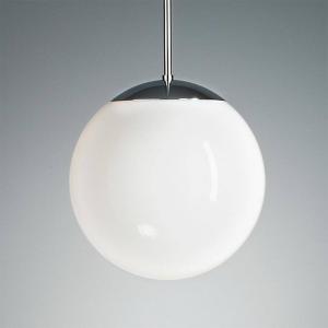 TECNOLUMEN Pendant light with opal sphere, 30 cm, chrome