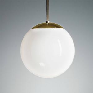 TECNOLUMEN Pendant light with opal sphere, 25 cm, brass