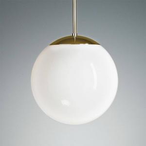 TECNOLUMEN Pendant light with opal sphere, 30 cm, brass