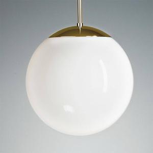 TECNOLUMEN Pendant light with opal sphere, 40 cm, brass