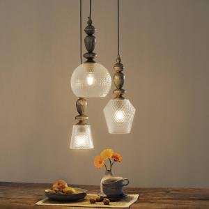Viokef Three-bulb Talisa glass pendant lamp
