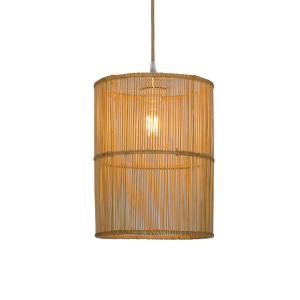 Viokef Anteo hanging light made of rattan, cylindrical
