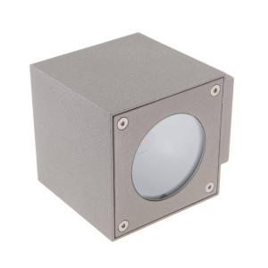 Lucande Silver LED outdoor wall light Jarno, cube form