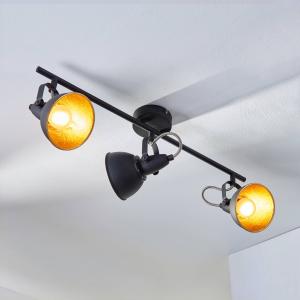 Lindby 3-bulb ceiling light Julin, black and gold