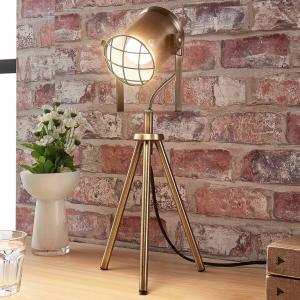 Lindby Industrial-looking table lamp Ebbi, antique brass
