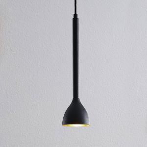 Lucande Nordwin hanging light, one-bulb, black and gold