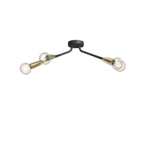 Lucande Carlea ceiling lamp 4-bulb black and brass