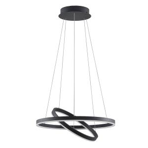 Arcchio Albiona LED hanging light, black, 2 rings
