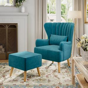 77cm W Occasion Faux Wool Wingback Chair Padded Armchair an…