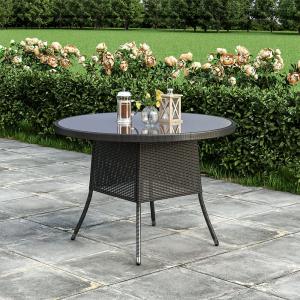 Garden Dining Table Rattan Bistro Table & Parasol Hole