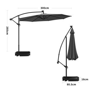 Beige/Light Grey/Dark Grey 3m Iron Banana Umbrella Cantilev…