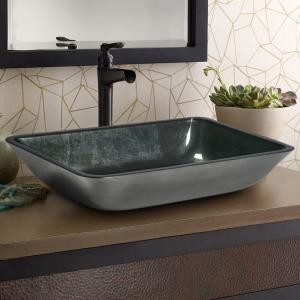 Rectangular Tempered Glass Bathroom Art Design Sink
